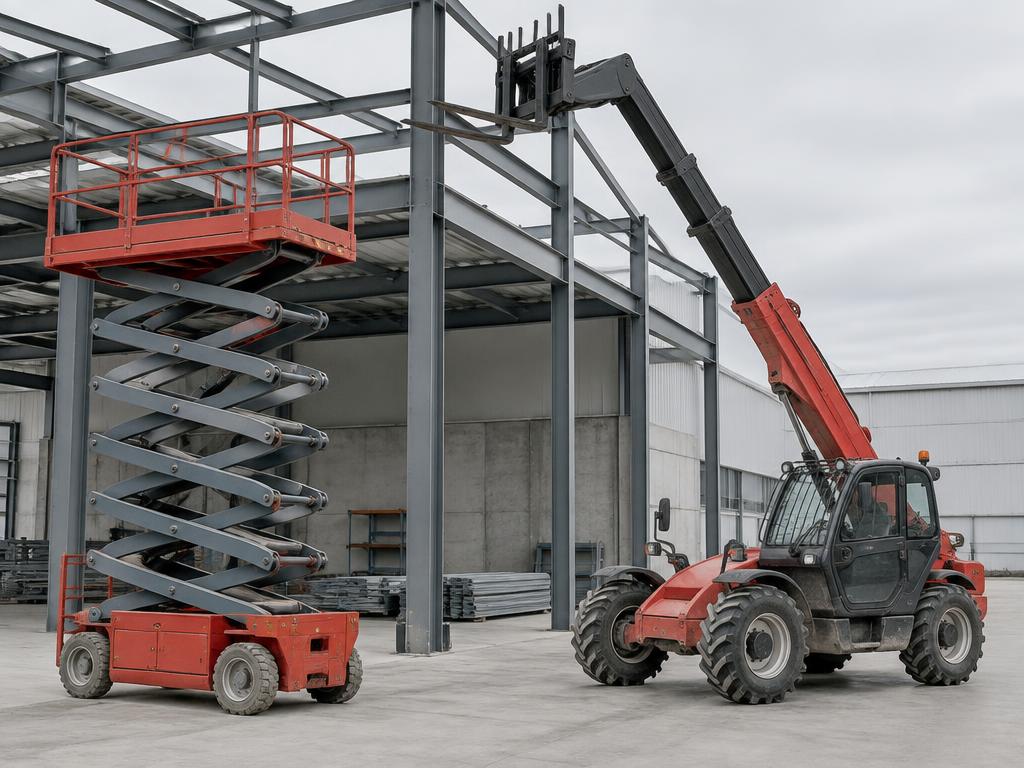 Ładowarka teleskopowa na placu zakładu przemysłowego